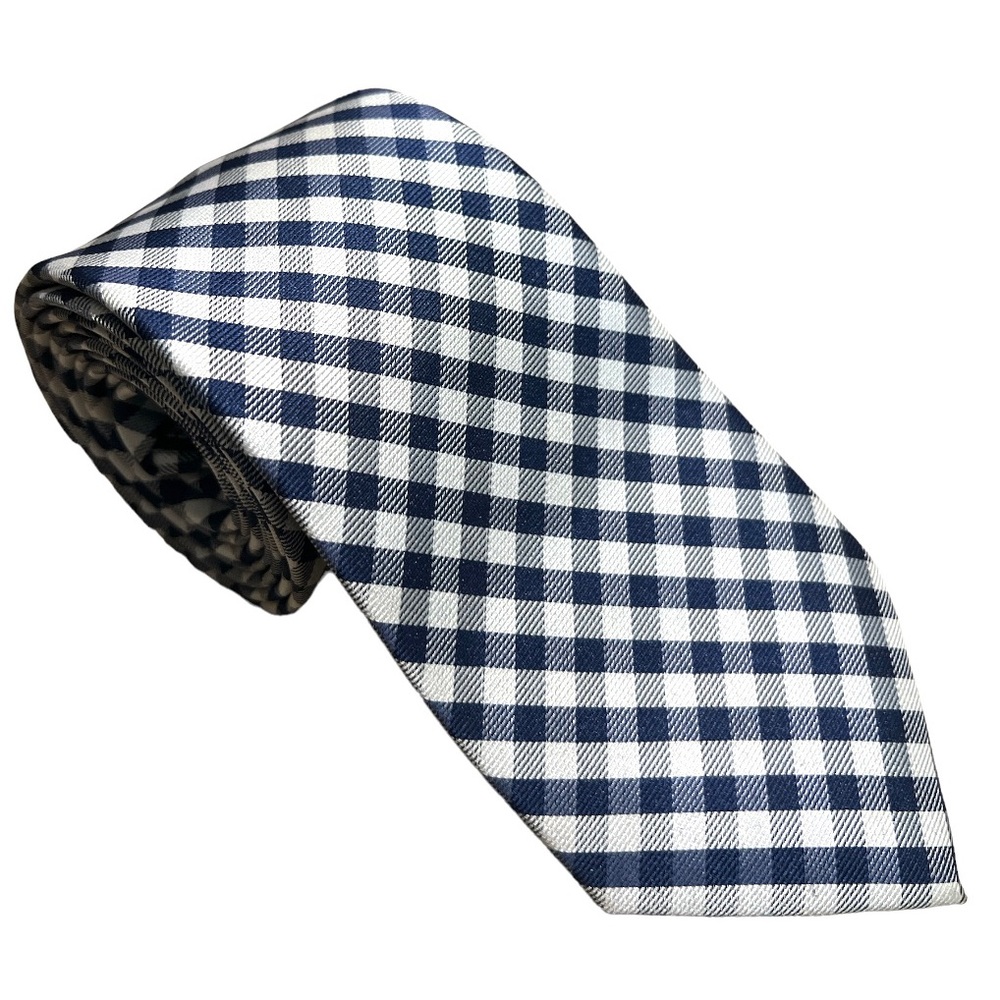 New Men’s Tommy Hilfiger Blue & White Checkered Plaid Neck Tie